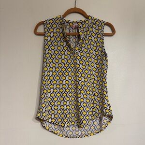 Yellow and Black Geometric Textured Sleeveless Top